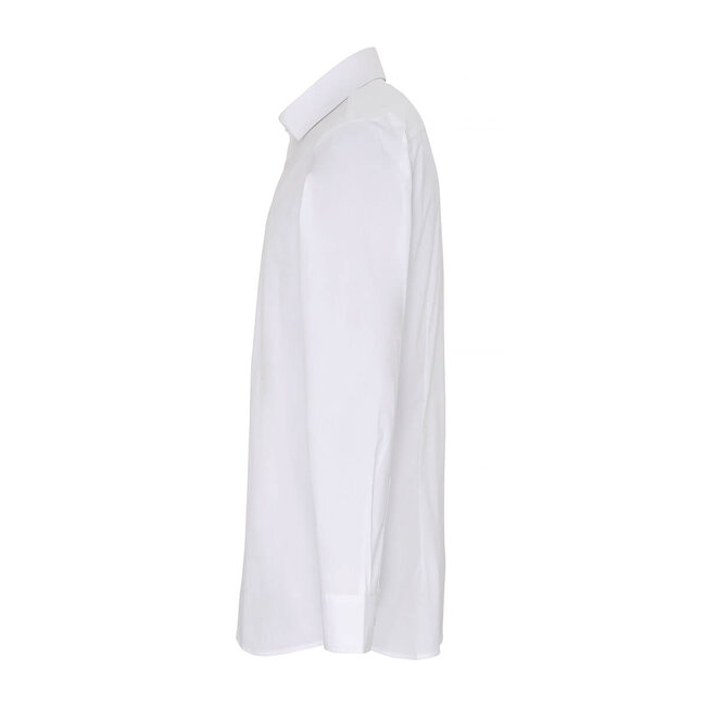 Basic poplin stretch overhemd lange mouw heren wit