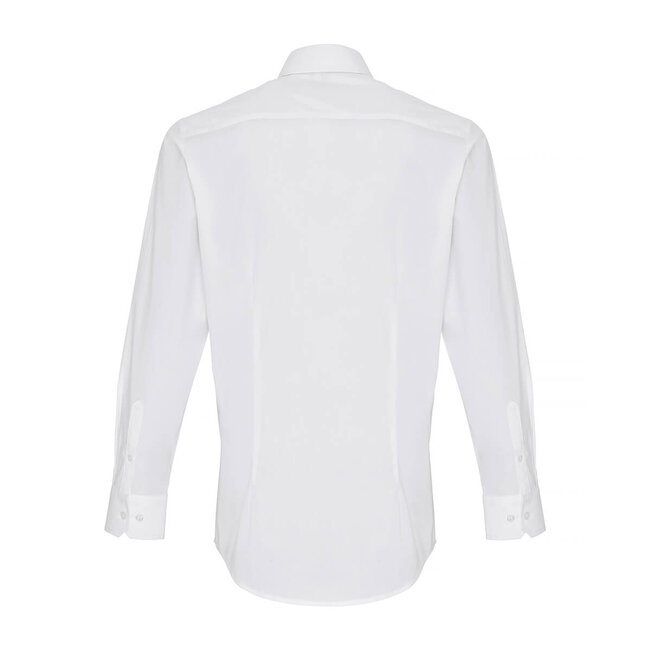 Basic poplin stretch overhemd lange mouw heren wit