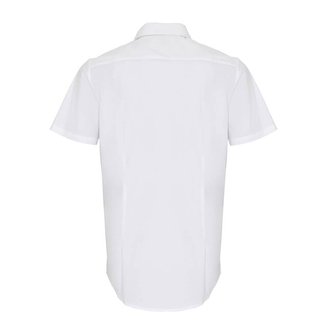 Basic poplin stretch overhemd korte mouw heren wit
