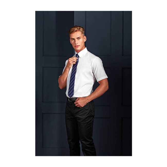 Basic poplin overhemd korte mouw heren zwart