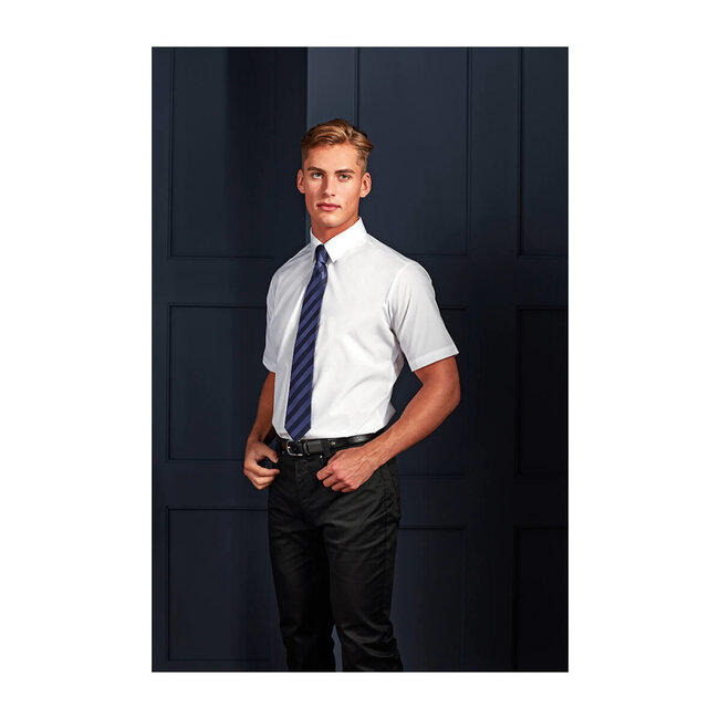 Basic poplin overhemd korte mouw heren babyblauw