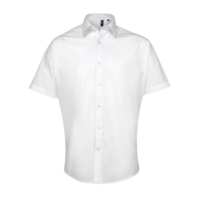 Basic poplin overhemd korte mouw heren wit