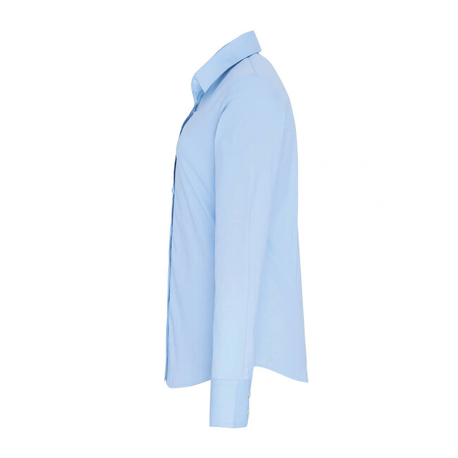 Basic poplin stretch blouse lange mouw dames babyblauw