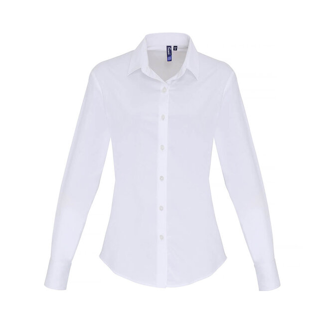 Premier Basic poplin stretch blouse lange mouw dames wit