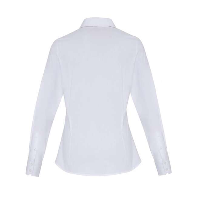 Basic poplin stretch blouse lange mouw dames wit