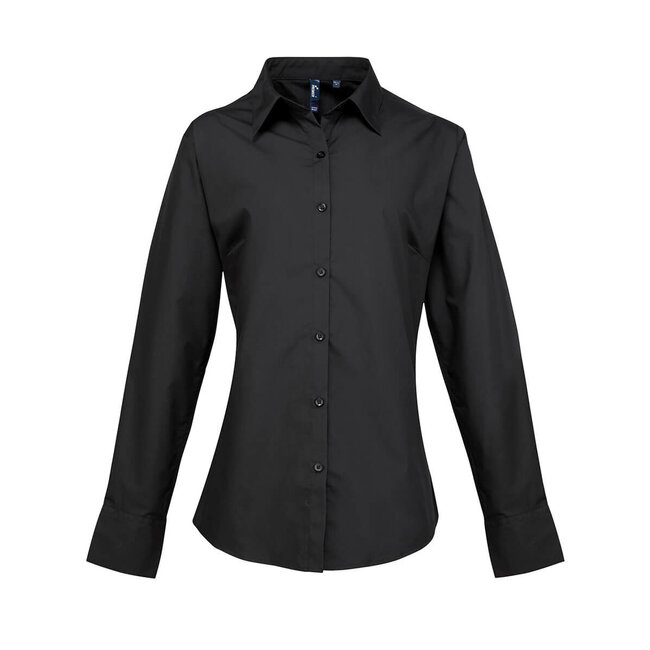 Premier Basic poplin blouse lange mouw dames zwart