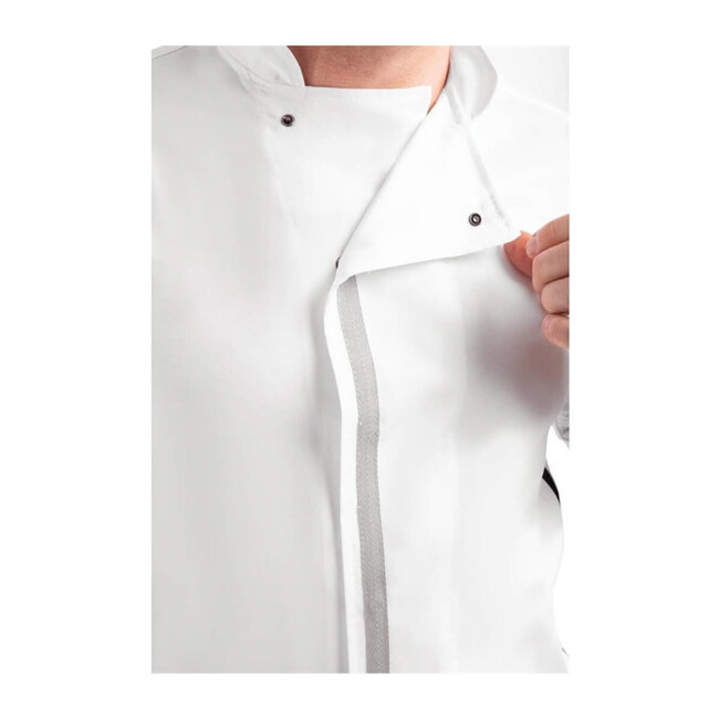 Basic koksbuis korte mouw slim-fit unisex wit