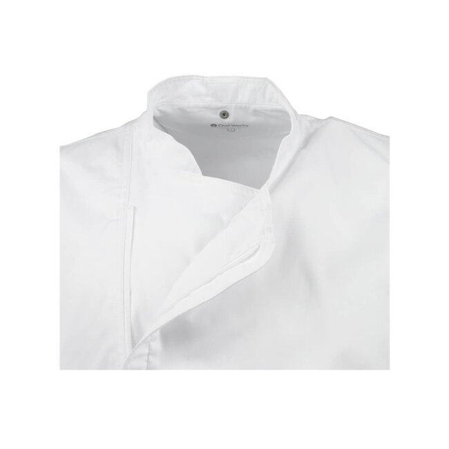 Premium koksbuis korte mouw met rits unisex wit