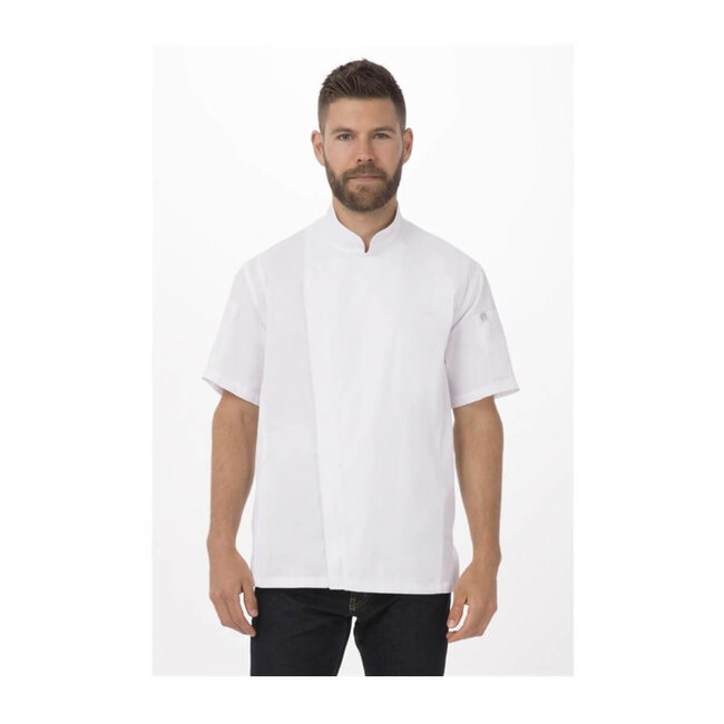 Premium koksbuis korte mouw met rits unisex wit