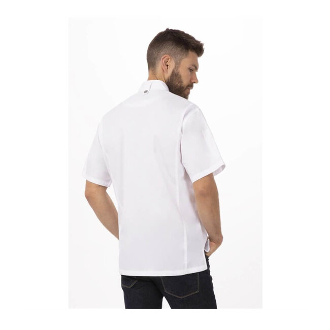 Premium koksbuis korte mouw met rits unisex wit