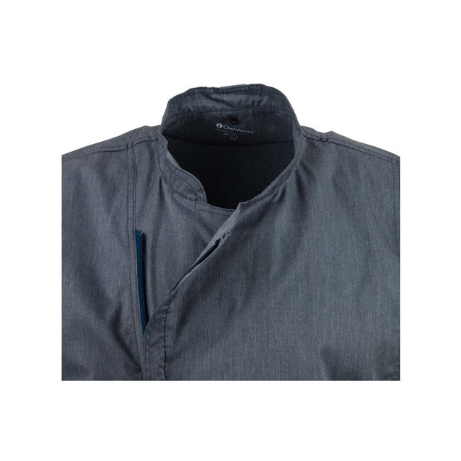 Premium koksbuis korte mouw met rits unisex navy blauw