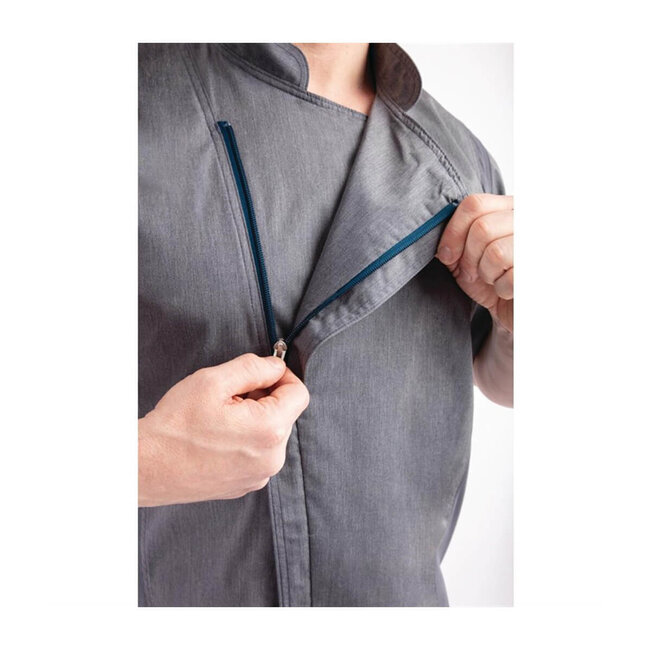 Premium koksbuis korte mouw met rits unisex navy blauw