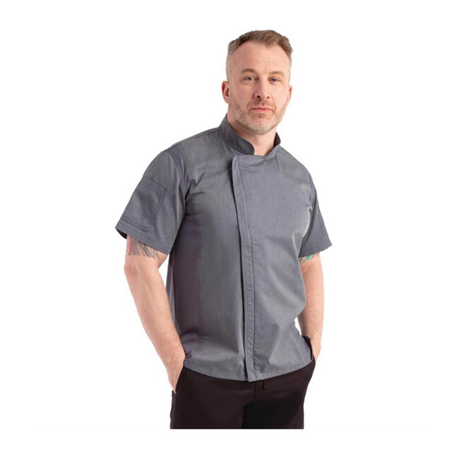 Premium koksbuis korte mouw met rits unisex navy blauw