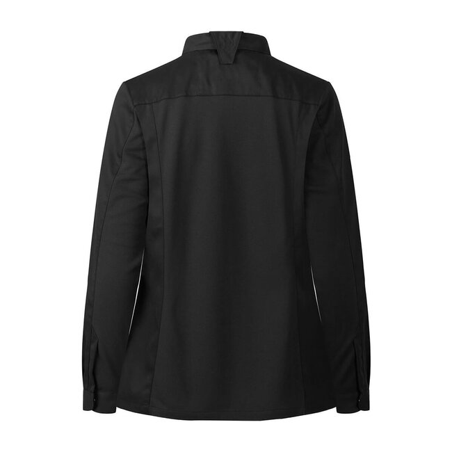 Premium koksbuis dames in slank model met drukknopen lange mouw zwart