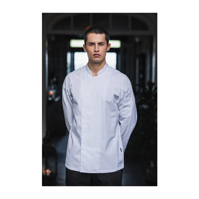 Basic koksbuis heren in recht model lange mouw wit