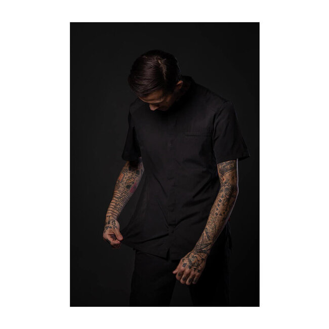 Premium kokshemd luchtig en koel unisex stretch donker grijs