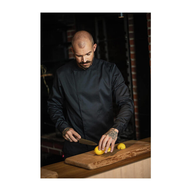 Premium koksbuis heren in slank model met drukknopen lange mouw zwart