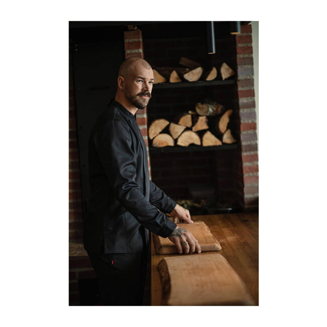 Premium koksbuis heren in slank model met drukknopen lange mouw zwart