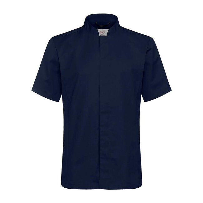 Segers Basic kokshemd heren korte mouw getailleerd navy-blauw