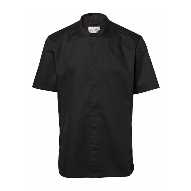 Basic kokshemd heren korte mouw getailleerd zwart