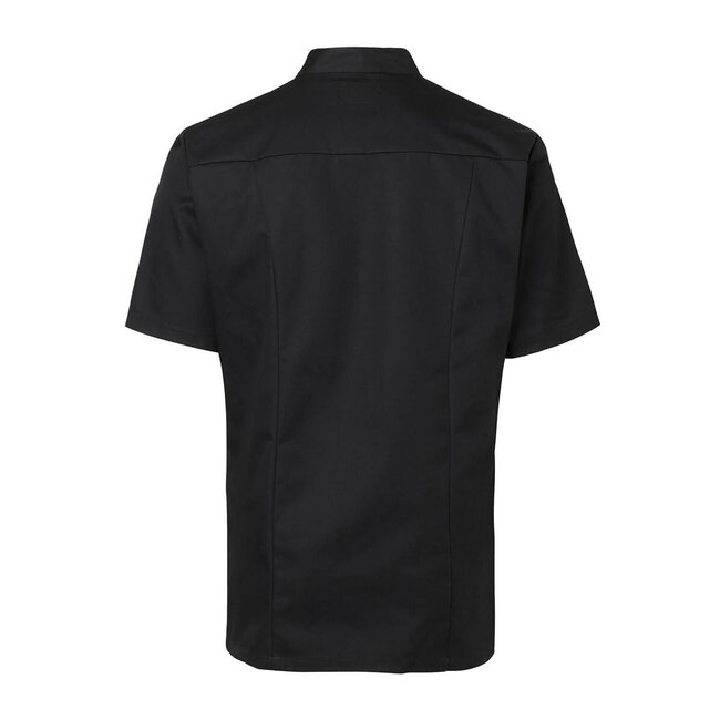 Basic kokshemd heren korte mouw getailleerd zwart