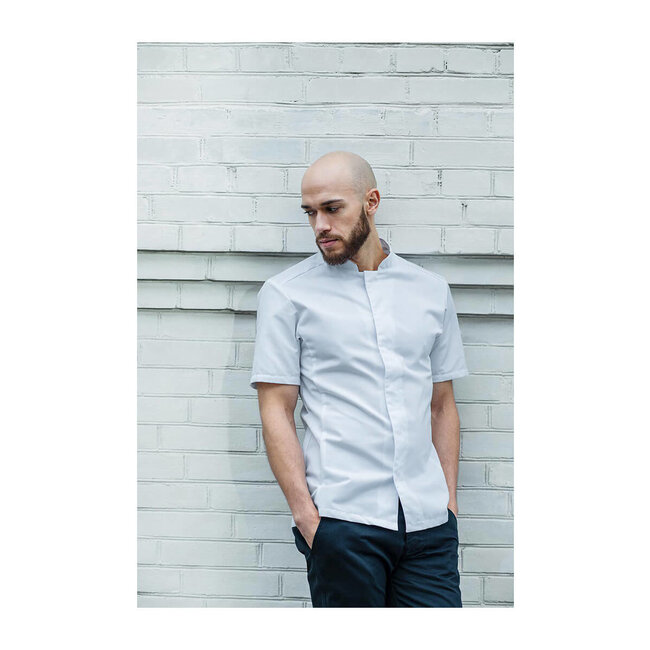 Basic kokshemd heren korte mouw getailleerd wit