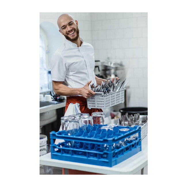 Basic kokshemd heren korte mouw getailleerd wit