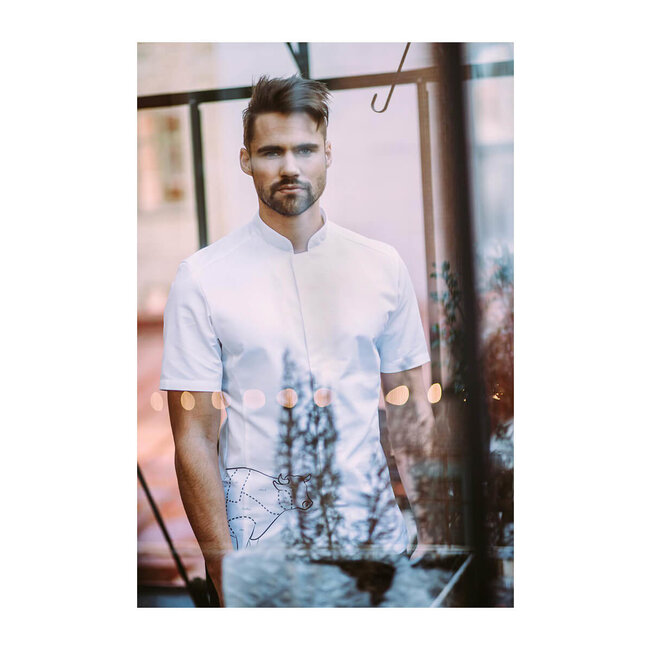 Basic kokshemd heren korte mouw getailleerd wit