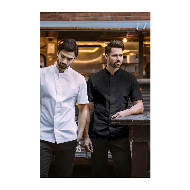 Basic kokshemd heren korte mouw getailleerd wit