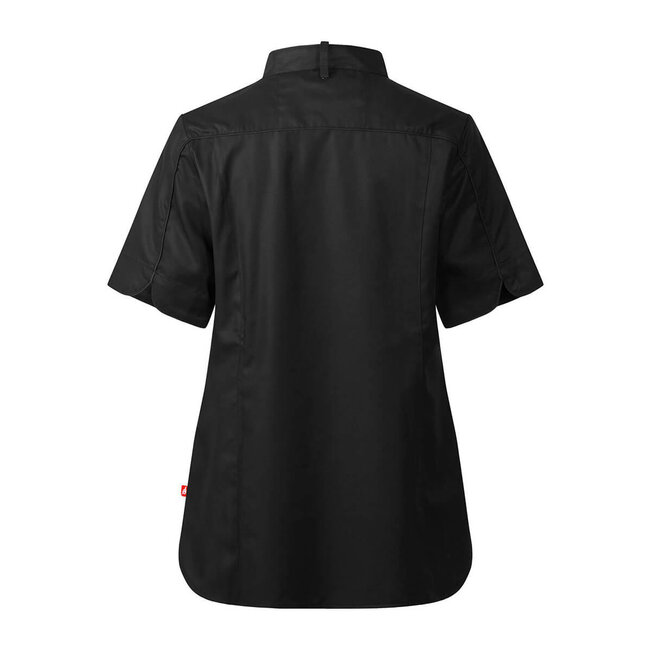 Premium kokshemd dames korte mouw getailleerd zwart