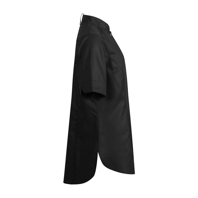 Premium kokshemd dames korte mouw getailleerd zwart