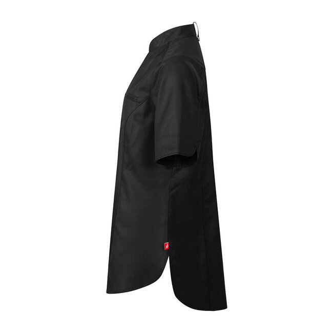 Premium kokshemd dames korte mouw getailleerd zwart