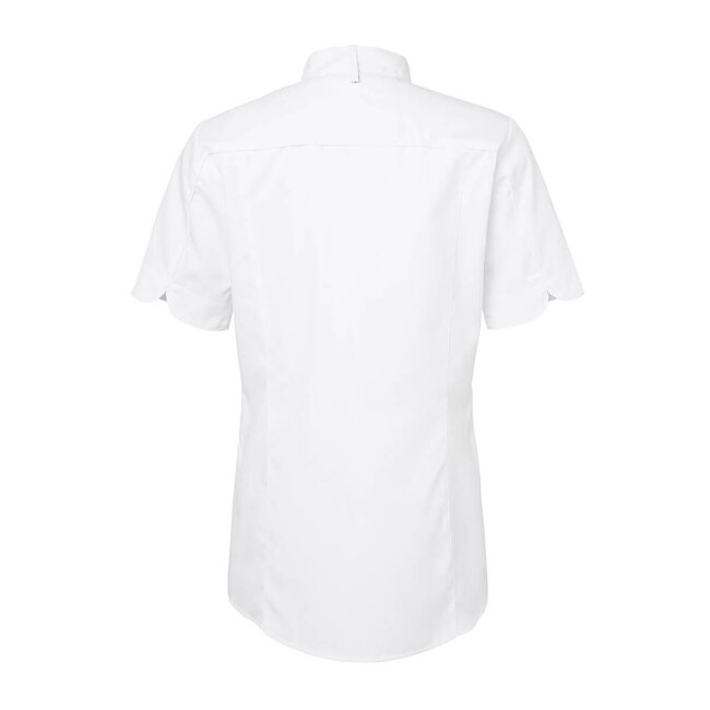 Premium kokshemd dames korte mouw getailleerd wit