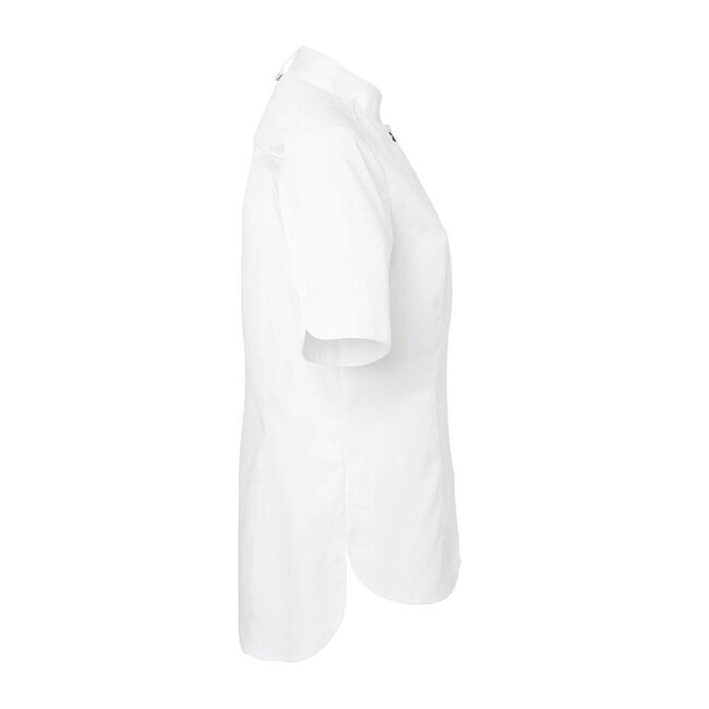 Premium kokshemd dames korte mouw getailleerd wit