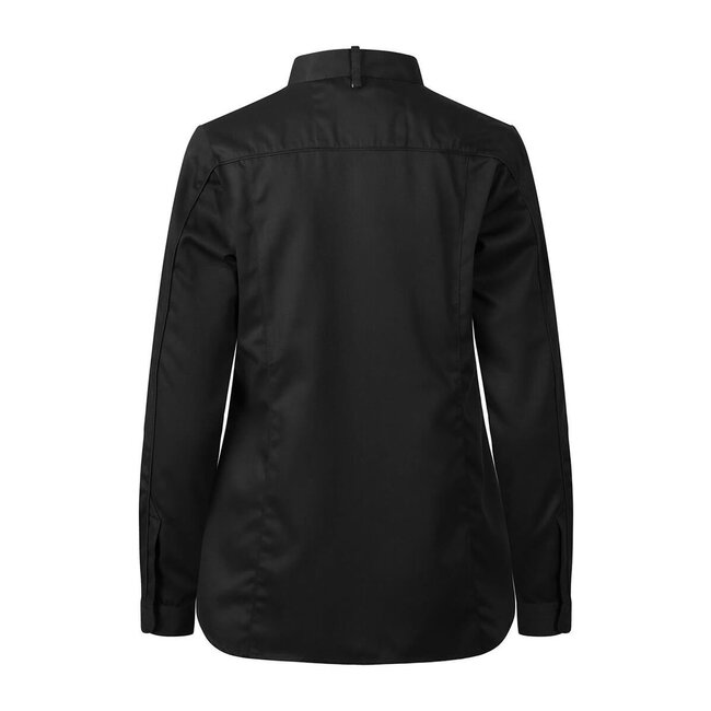 Premium kokshemd dames lange mouw getailleerd zwart