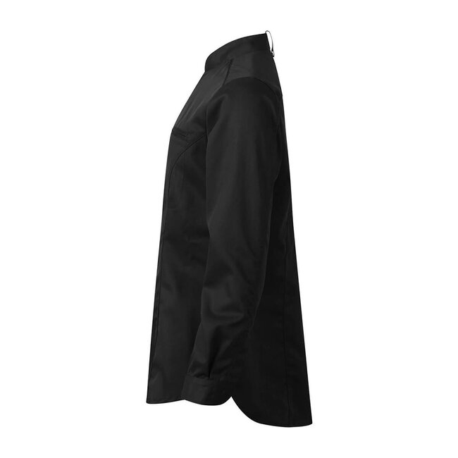 Premium kokshemd dames lange mouw getailleerd zwart