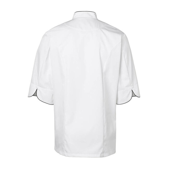 Premium koksbuis heren korte mouw wit met zwarte bies