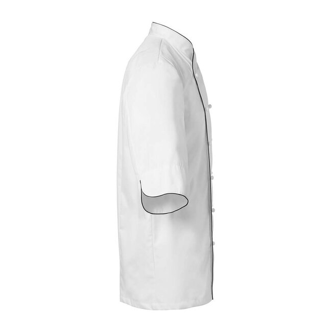 Premium koksbuis heren korte mouw wit met zwarte bies