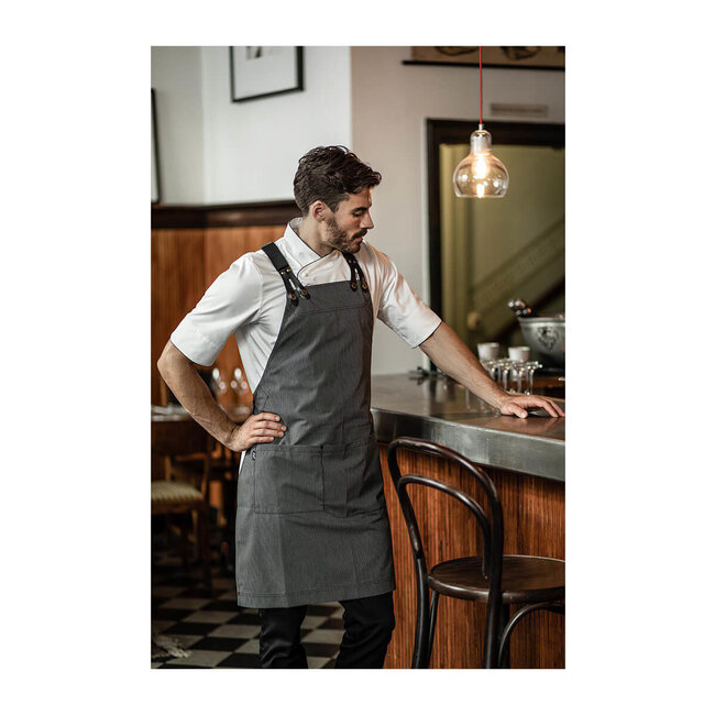 Premium koksbuis heren korte mouw wit met zwarte bies