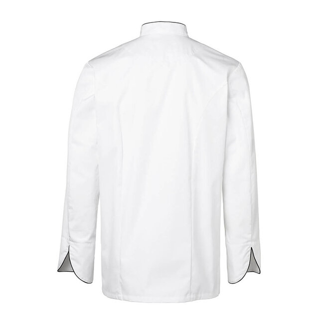 Premium koksbuis heren lange mouw wit met zwarte bies