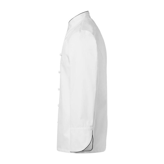 Premium koksbuis heren lange mouw wit met zwarte bies