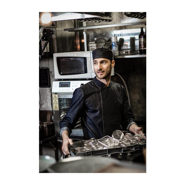 Premium koksbuis heren lange mouw denim donkerblauw