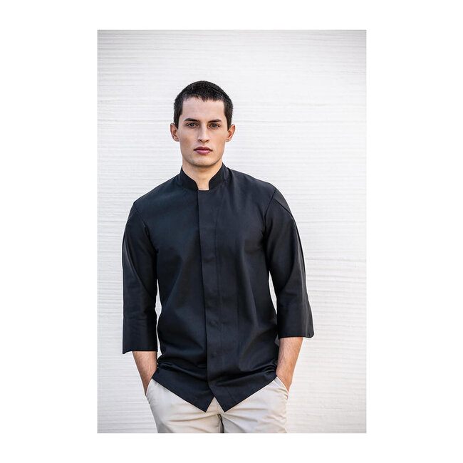 Basic koksbuis unisex driekwart mouw stretch zwart