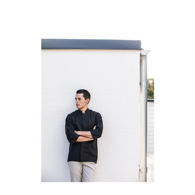 Basic koksbuis unisex driekwart mouw stretch zwart