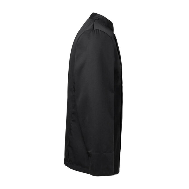 Basic koksbuis heren lange mouw met drukknopen zwart