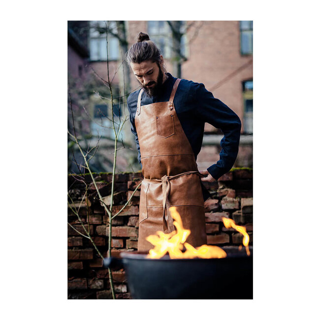 Premium schort unisex lang leer bruin