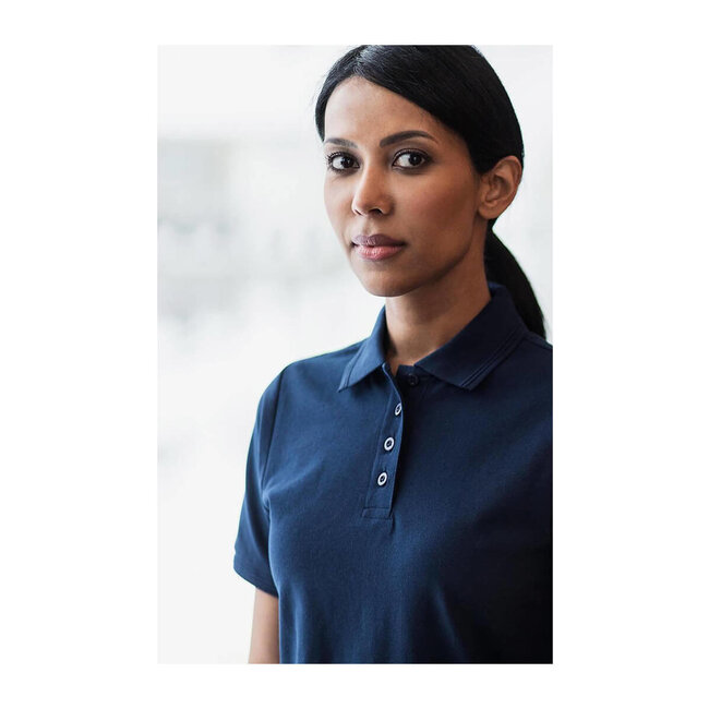 Basic polo getailleerd korte mouw dames zwart