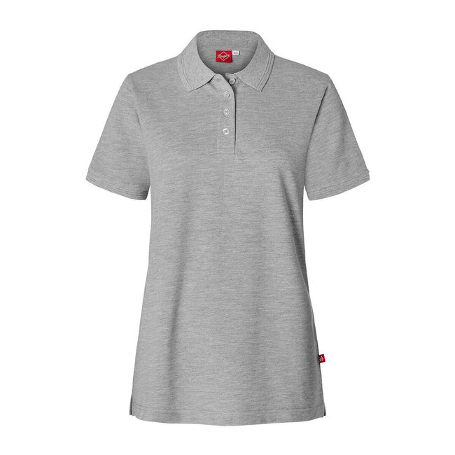 Basic polo getailleerd korte mouw dames grijs