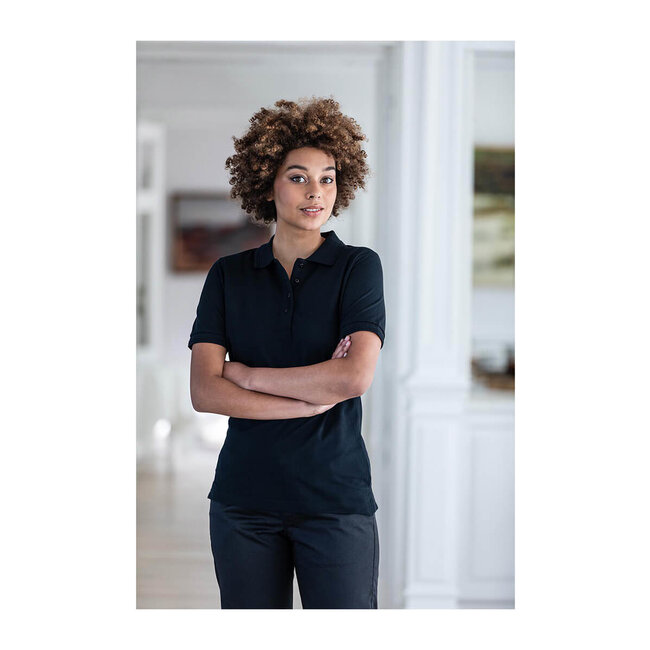 Basic polo getailleerd korte mouw dames grijs