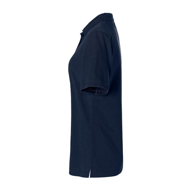 Basic polo getailleerd korte mouw dames navy-blauw